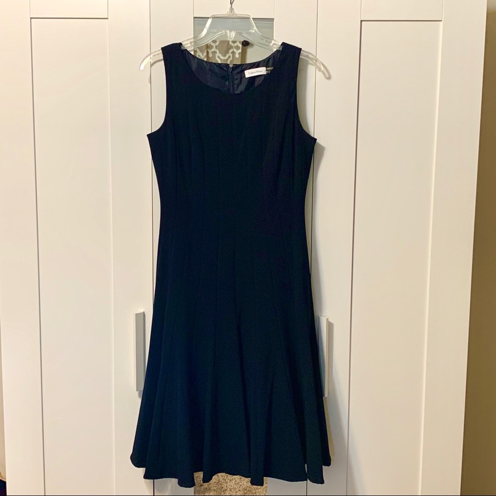 Calvin Klein Black Gored A-line Dress